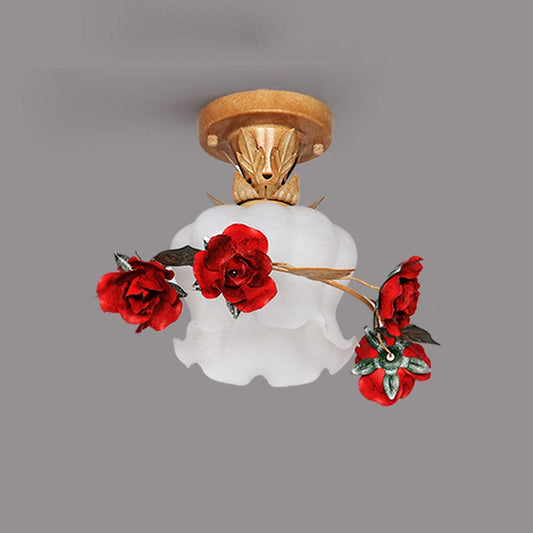 American Pastoral Flower Ceiling Lamp