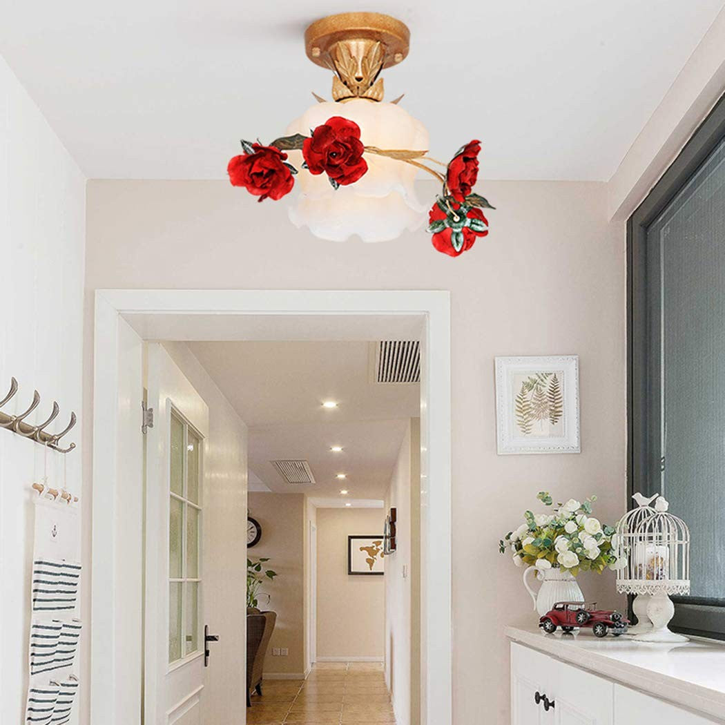 American Pastoral Flower Ceiling Lamp