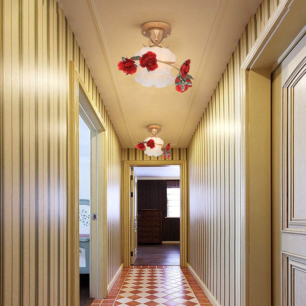 American Pastoral Flower Ceiling Lamp