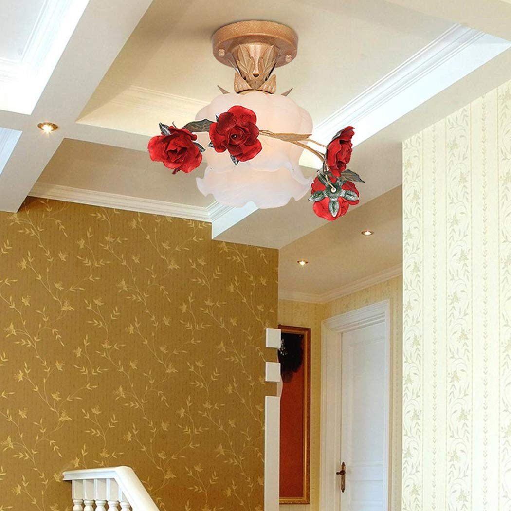 American Pastoral Flower Ceiling Lamp