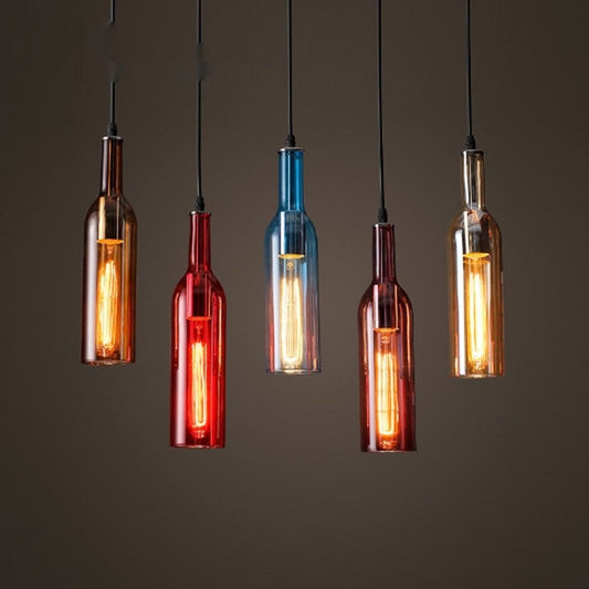 Colorful Beer Bottle Glass Chandelier