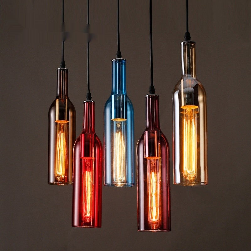 Colorful Beer Bottle Glass Chandelier