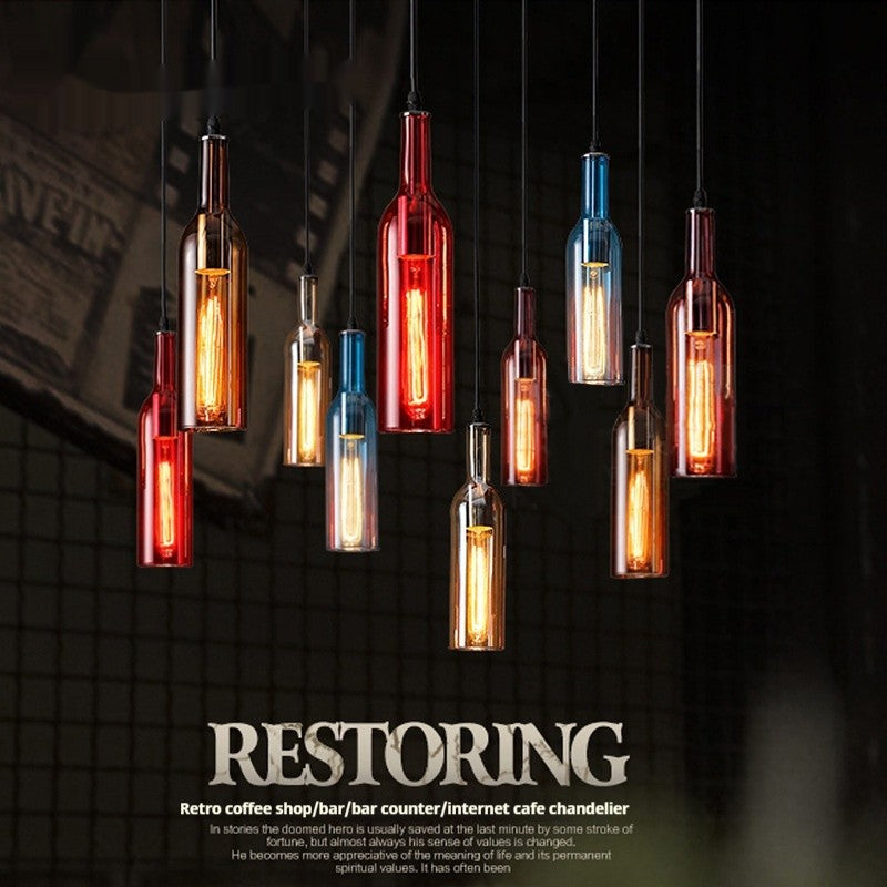 Colorful Beer Bottle Glass Chandelier