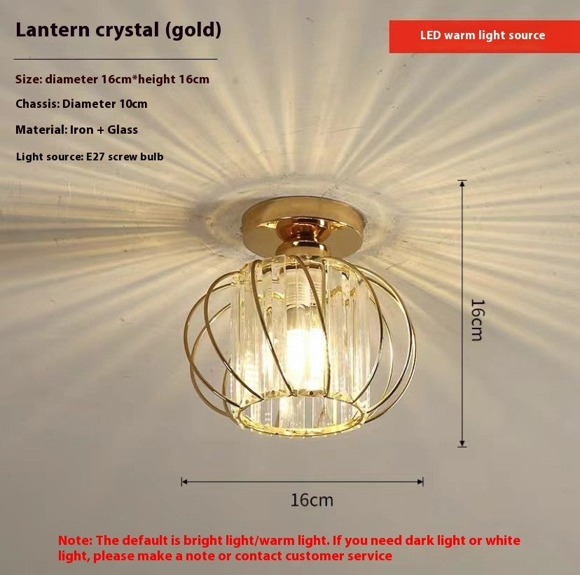 Golden Lantern Crystal Ceiling Lamp