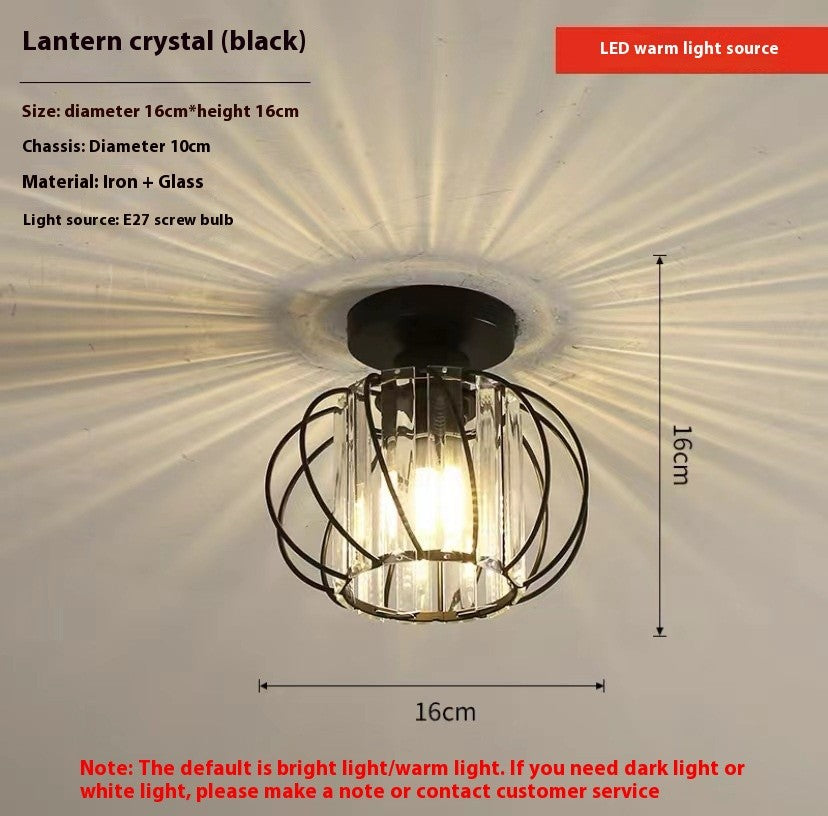 Golden Lantern Crystal Ceiling Lamp