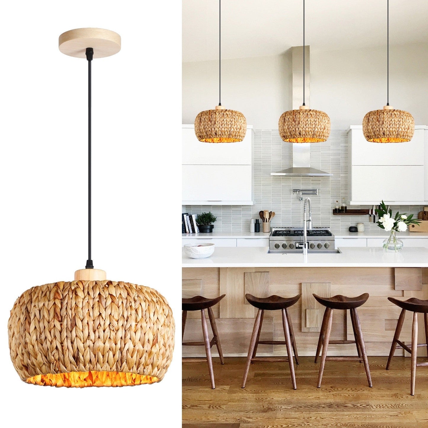 Handwoven Rattan Bamboo Chandelier