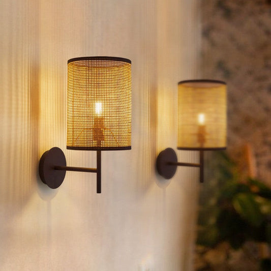 Japanese Rattan Wall Lamp