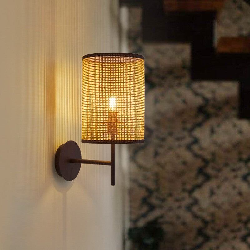 Japanese Rattan Wall Lamp