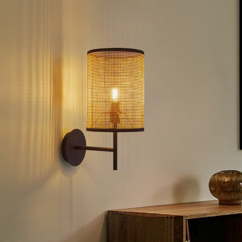 Japanese Rattan Wall Lamp