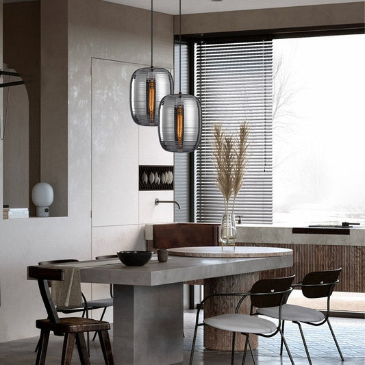 Postmodern Striped Glass Chandelier