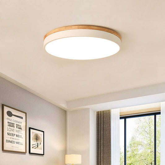 Solid Wood Round LED Ceiling Light